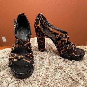 Michael Kors Audrina Calf Hair Slingback Platform Sandals -Size 8.5